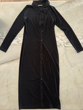 Kith Classic Black Long-Sleeve Button-Down Dress